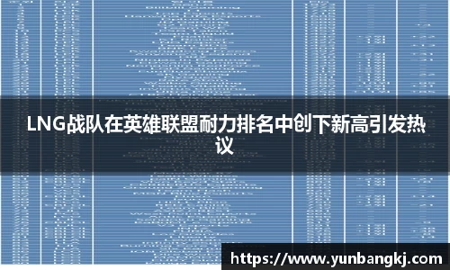 LNG战队在英雄联盟耐力排名中创下新高引发热议